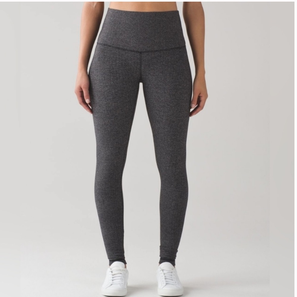lululemon athletica Wunder Under Leggings Herringbone - Gray Blend Size 6